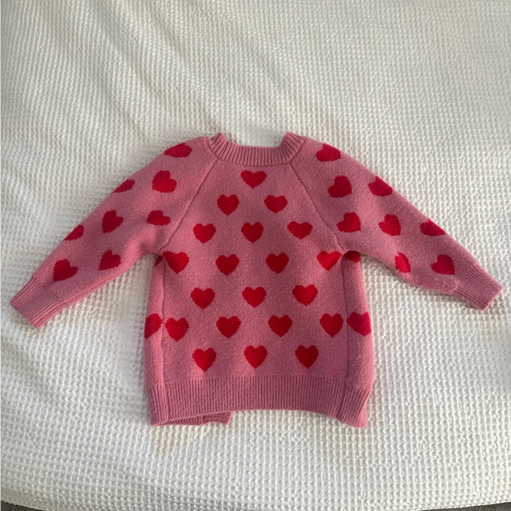 Pink Heart Knit Cardigan with Red Hearts - Picture 4 of 5